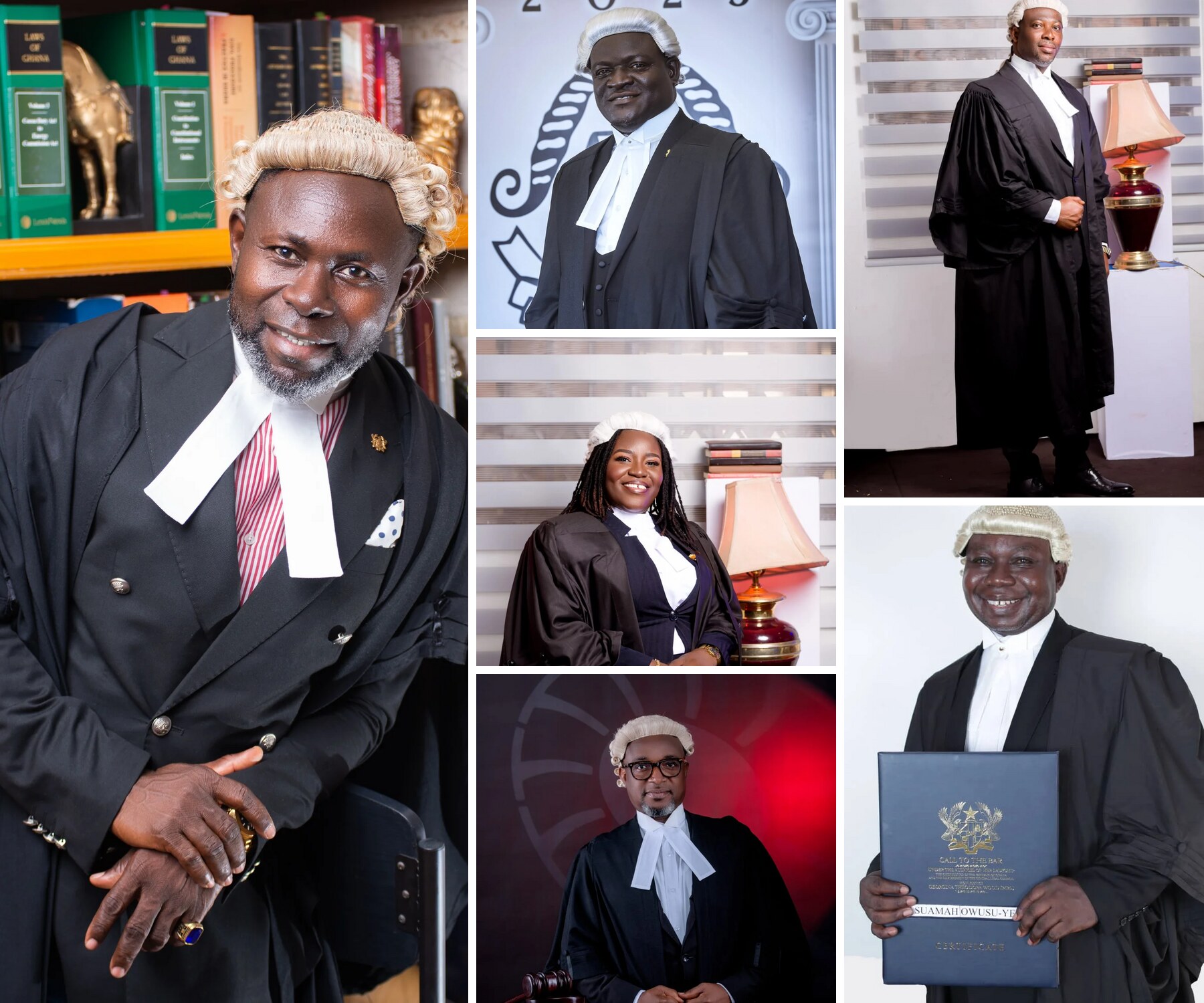 Photographic mosaic of legal practitioners in barristers’ robes and wigs